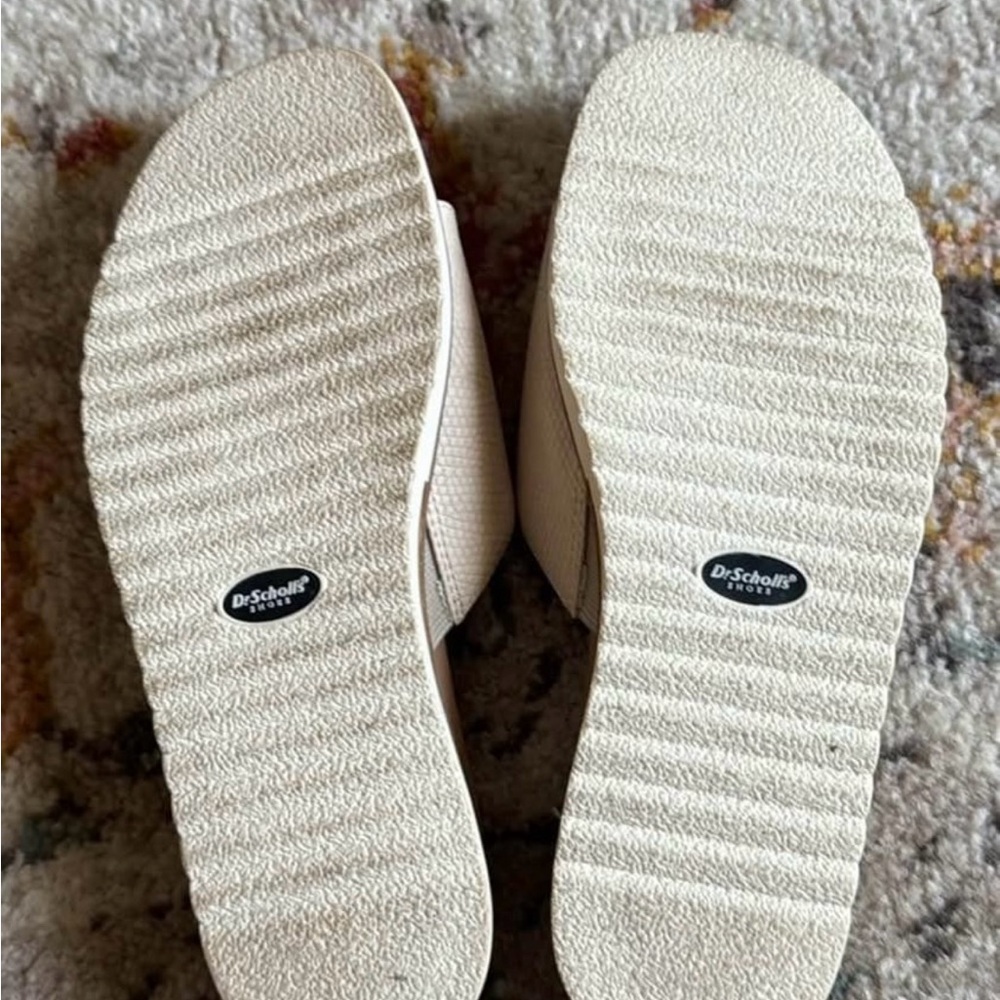 Dr. Scholl's Cream Slide Sandals with Gold Buckle - Picture 3 of 3